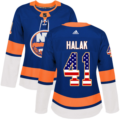 Adidas Islanders #41 Jaroslav Halak Royal Blue Home Authentic USA Flag Women's Stitched NHL Jersey